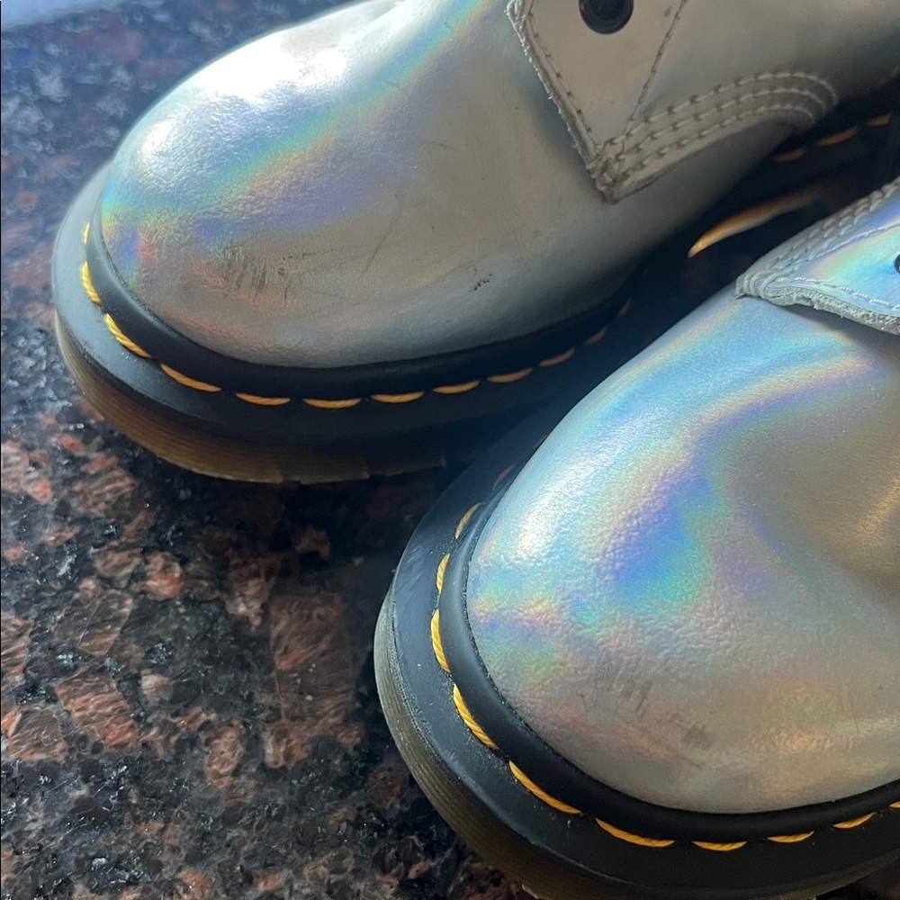 Dr. Martens Iridescent Silver Combat Boots size 6 - Picture 5 of 6